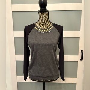 INC International Concepts Gray and Black Women's Top